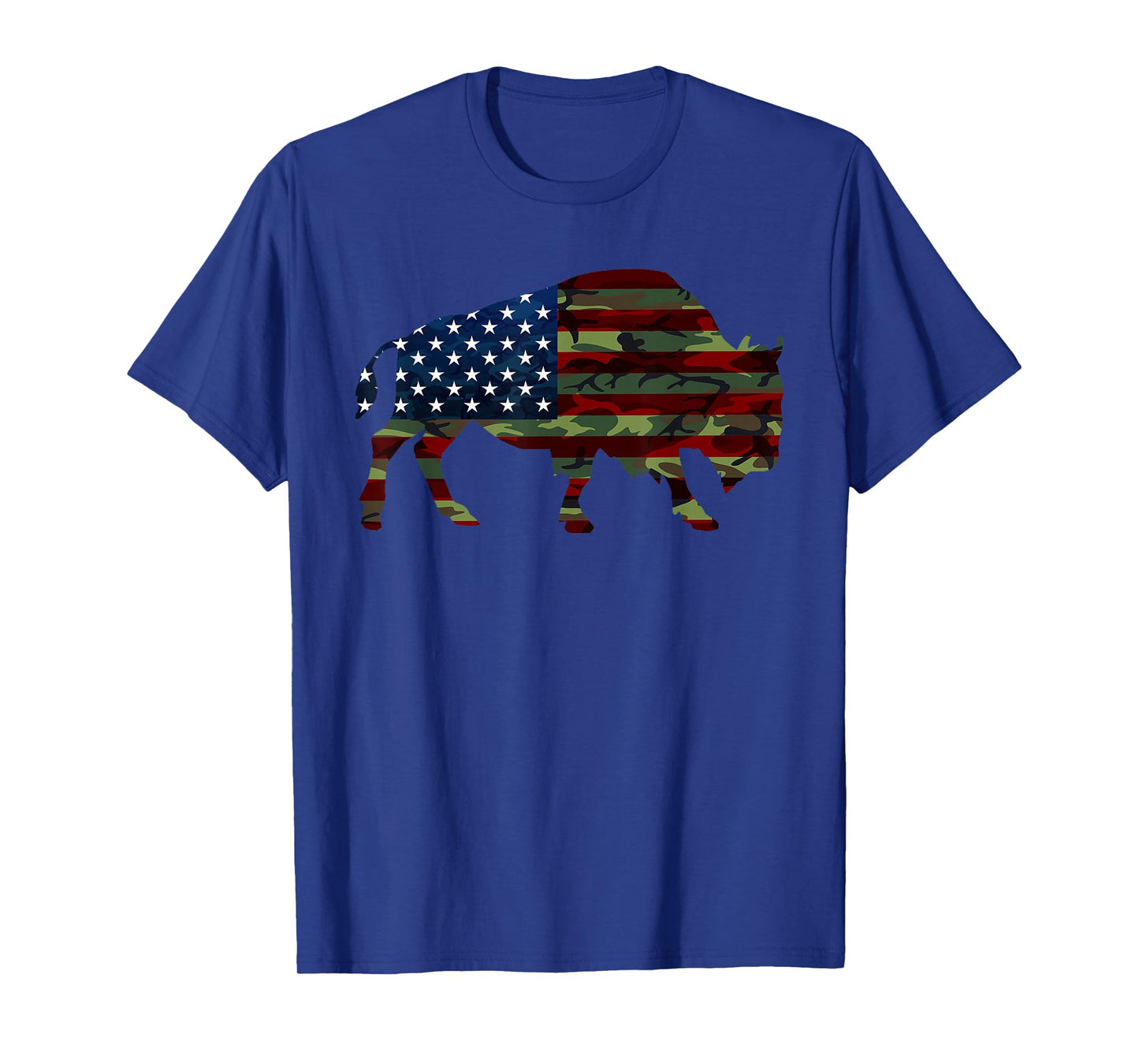 American Bison Cattle Ox USA Flag Camouflage Buffalo T-Shirt