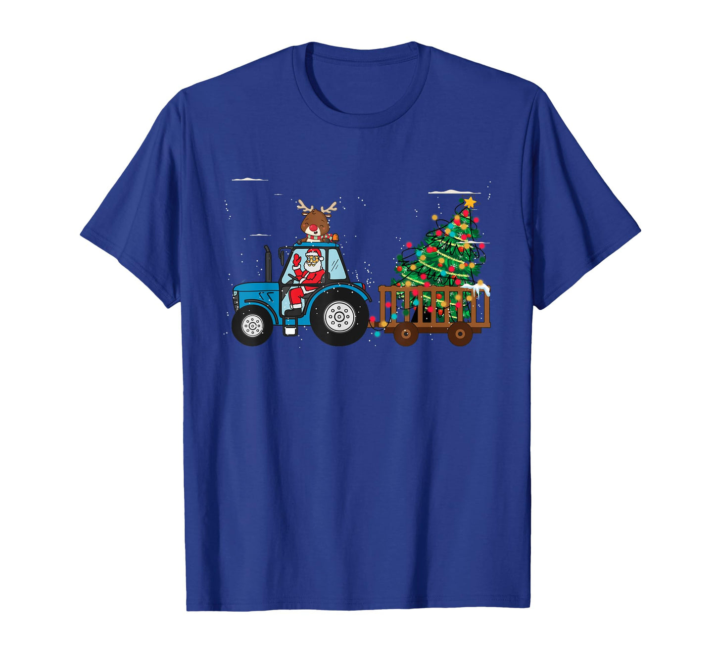Christmas Farm Tractor Xmas Tree Lights Santa Hat Farmer T-Shirt