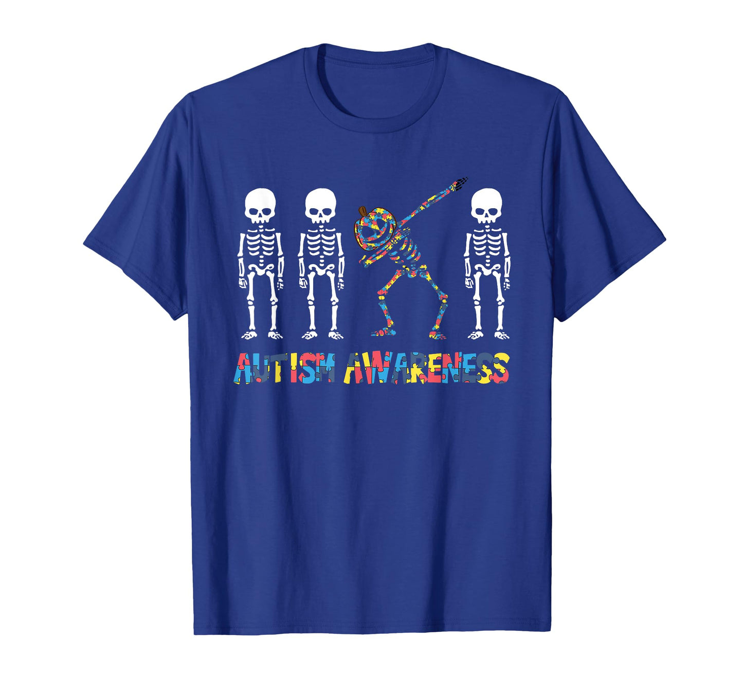 Dabbing Skeleton Pumpkin Autism Awareness Halloween T-Shirt