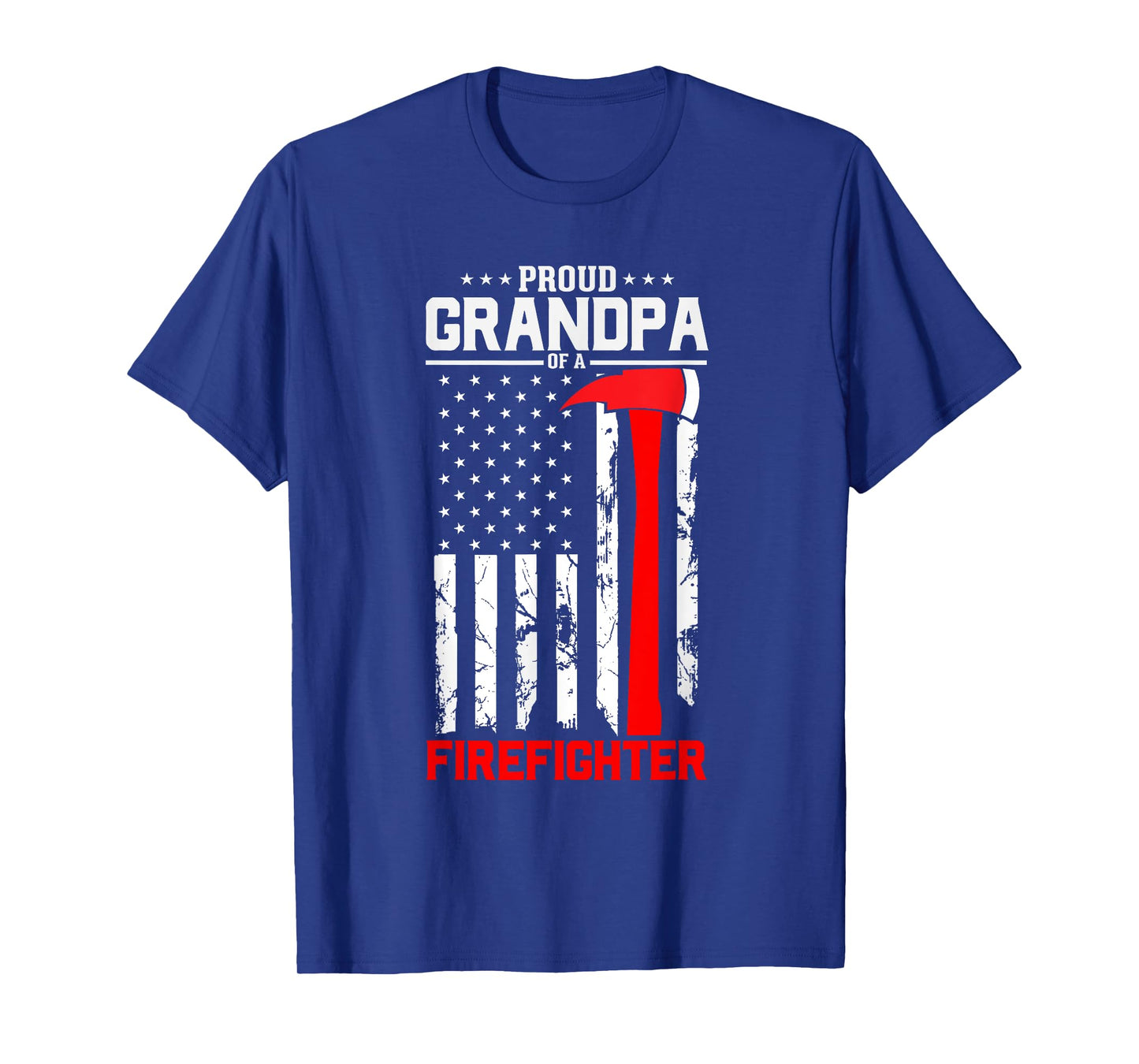 Mens Proud Grandpa Of A Firefighter US Flag Vintage T-Shirt