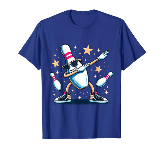 Bowling Pin Dabbing Sunglasses Bowler Player Kids Boys Men T-Shirt