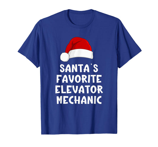Christmas Santa's Favorite Elevator Mechanic Funny Pajama T-Shirt