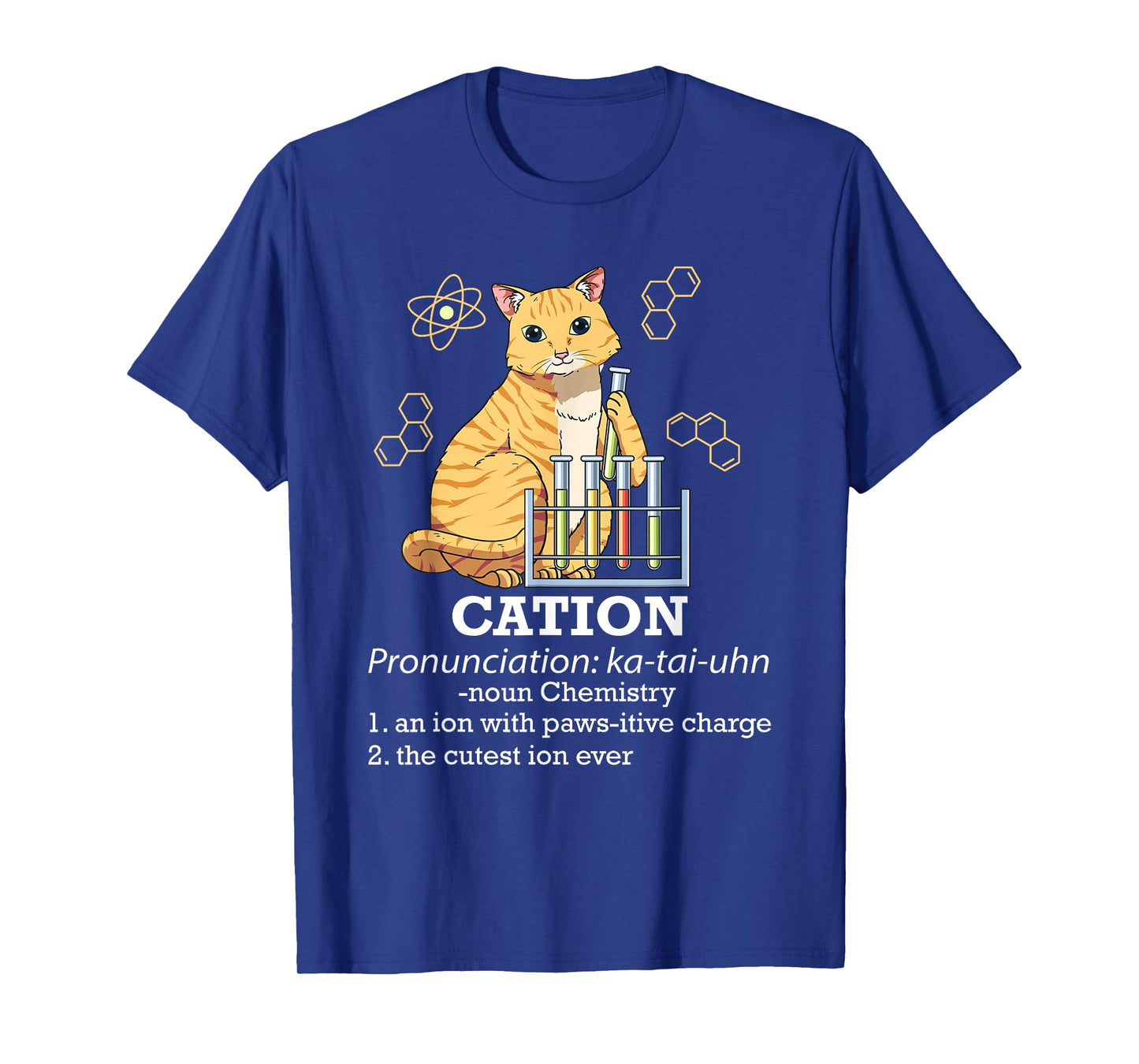Cation - Funny Chemistry Humor Science Teacher Cat Pun Men Women Kids T-Shirt