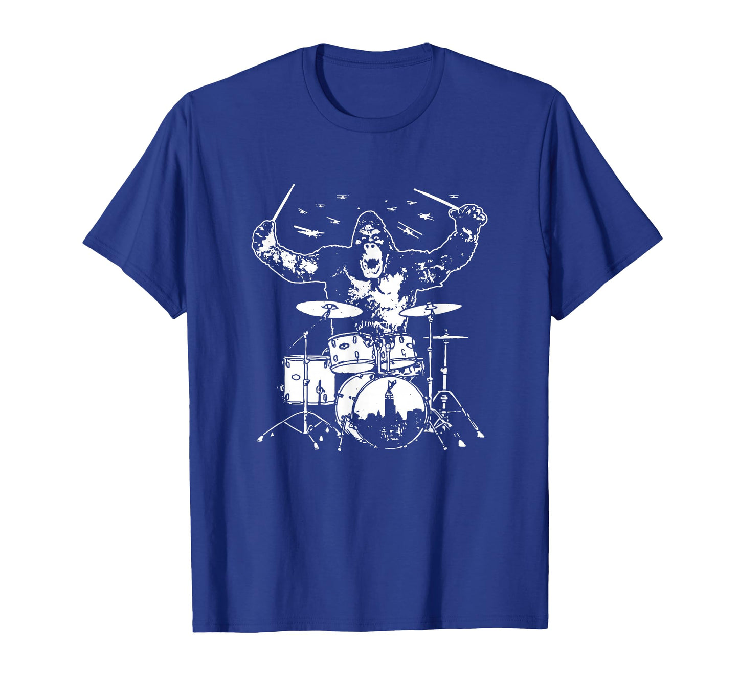 Funny King Rock Gorilla Monster Playing Drum Set Gift T-Shirt
