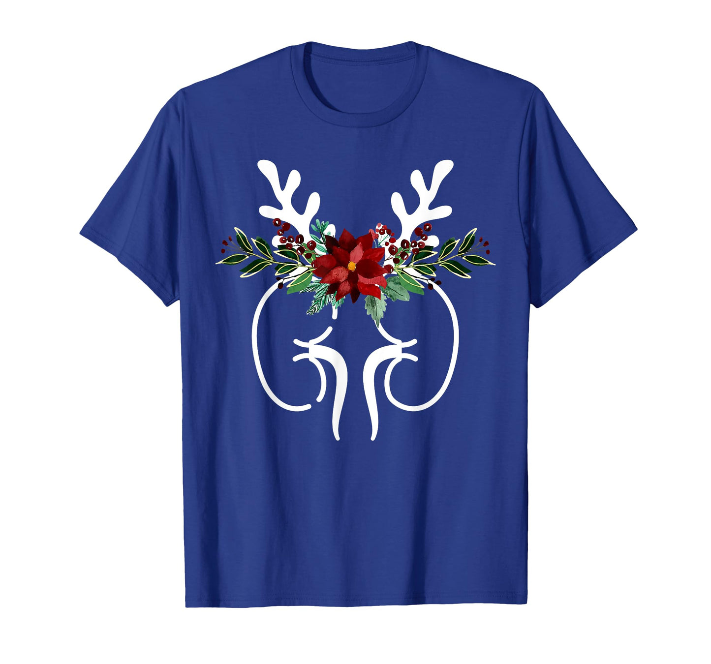 Anatomy Kidney Floral Reindeer Christmas Dialysis Nurse T-Shirt
