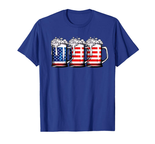 Beer American Flag 4th of July Men Women Merica Drinking USA T-Shirt