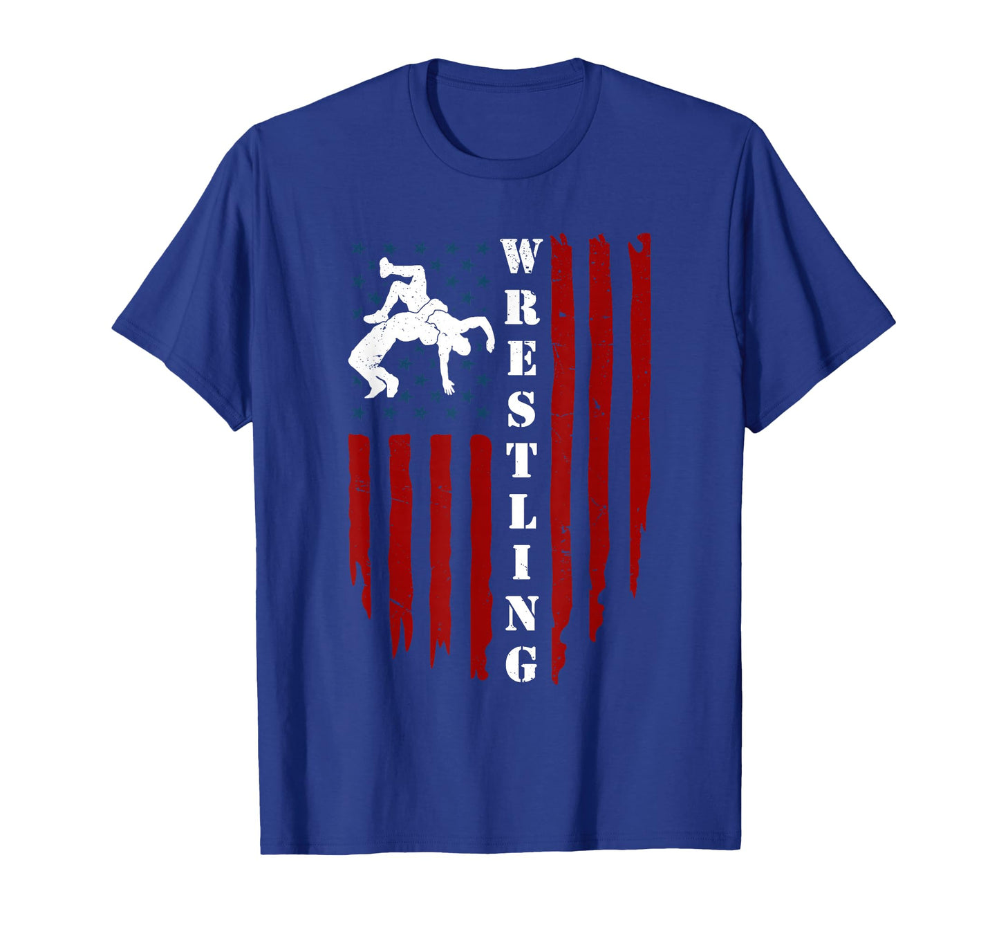 Vintage Wrestling American Flag Distressed Wrestle Coach T-Shirt