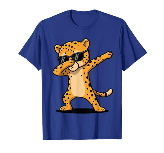 Funny Dabbing Cheetah Shirt Boys Mens Animal Print Cheetah T-Shirt