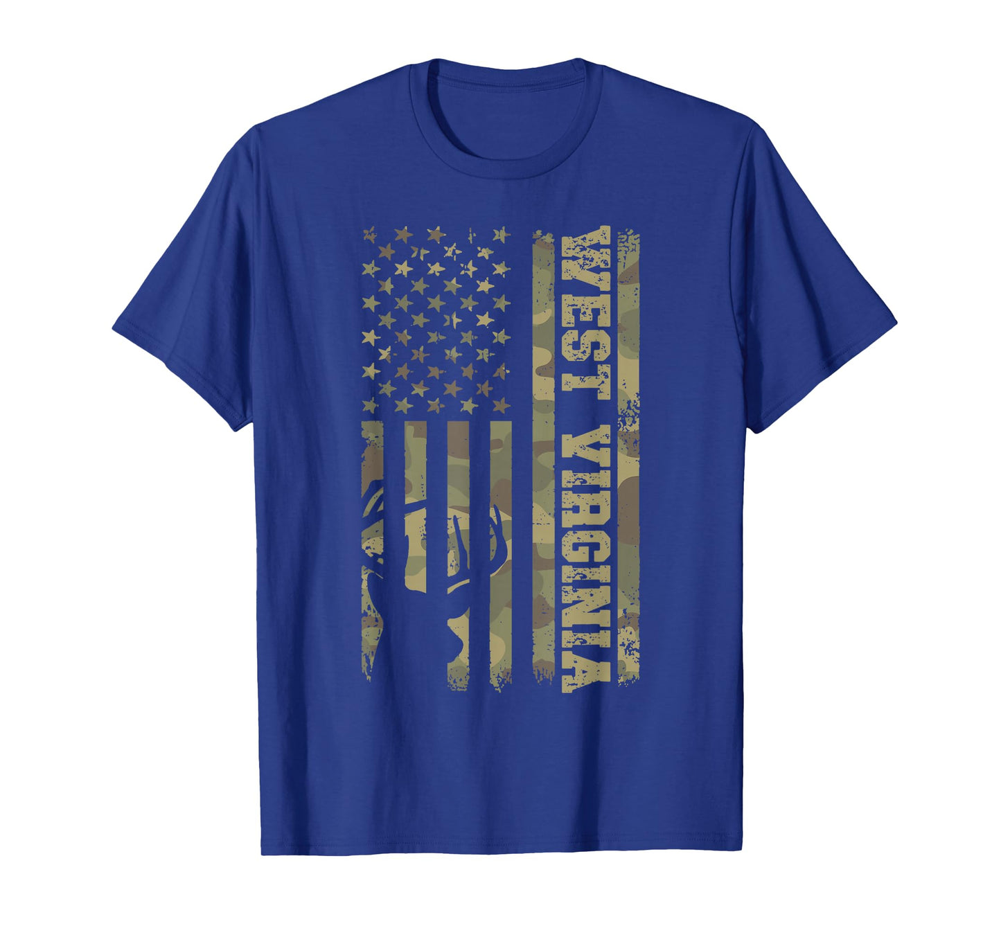 West Virginia Deer Hunter Vintage Deer Hunting Camo USA Flag T-Shirt