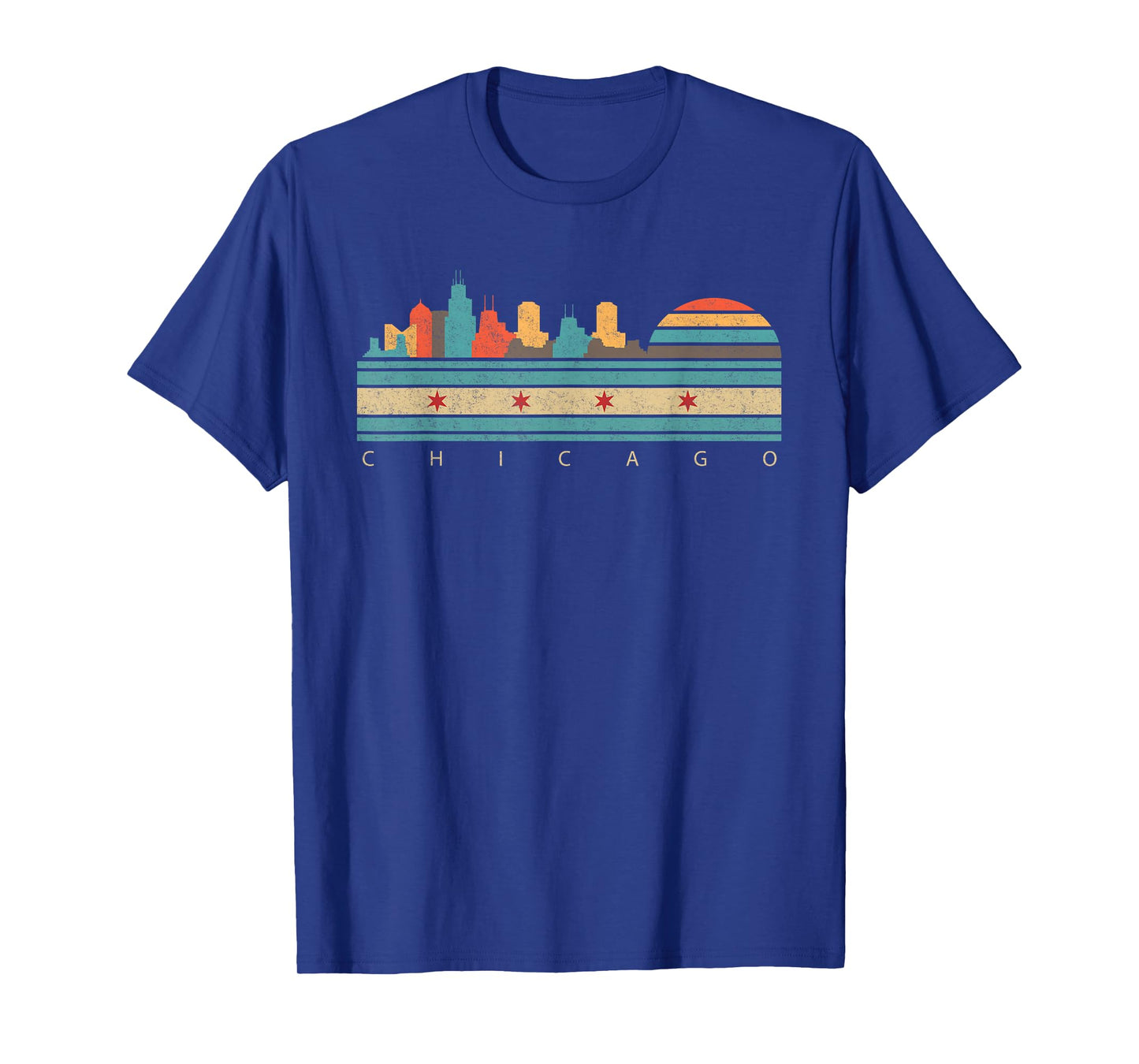 Chicago Flag Skyline Vintage Illinois City Retro Souvenir T-Shirt