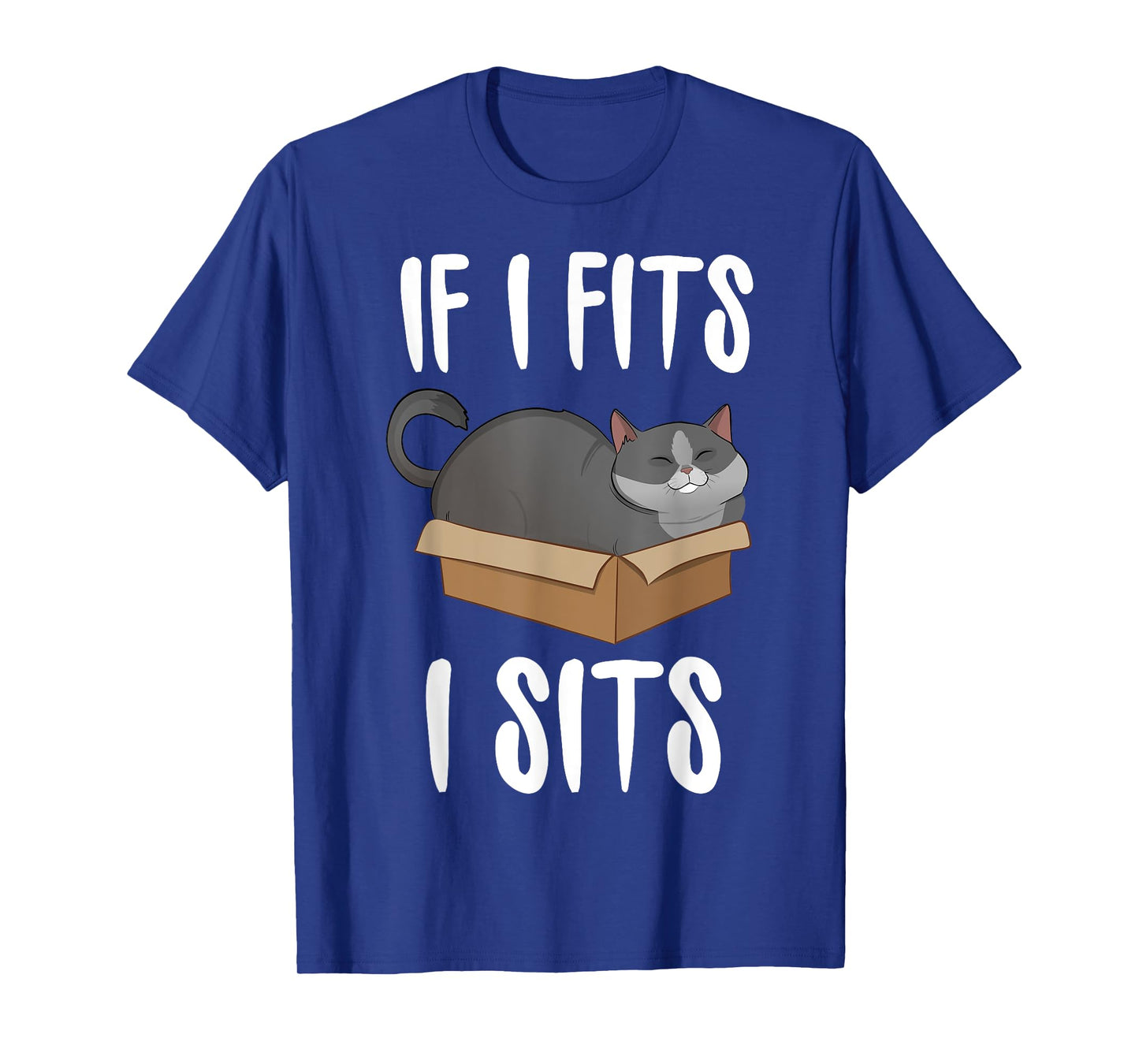 If I Fits I Sits Cat Meme Shirt Funny Cat In A Box T-shirt Men Women Girls Kids T-Shirt