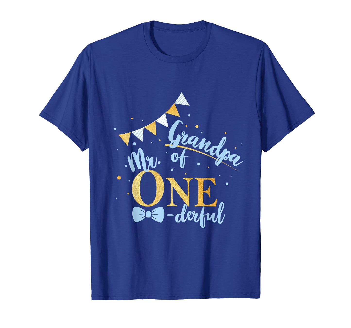 Grandpa Of Mr One-derful Party Blue-Gold Boy 1st Birthday T-Shirt