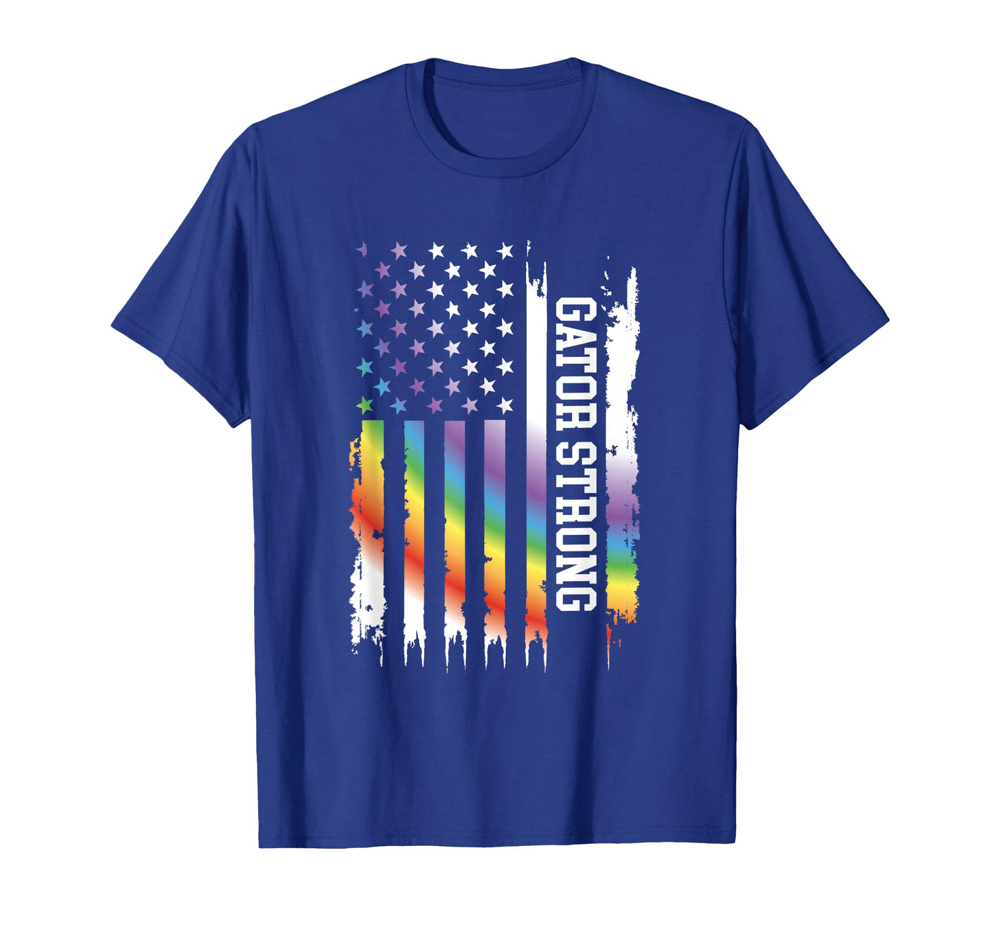 Gator Strong United States Distressed Rainbow w US Flag T-Shirt