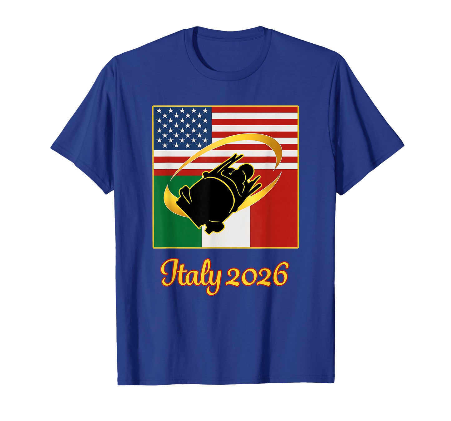 Italy 2026 Bobsled 2026 USA Italy Flags Winter Sports T-Shirt