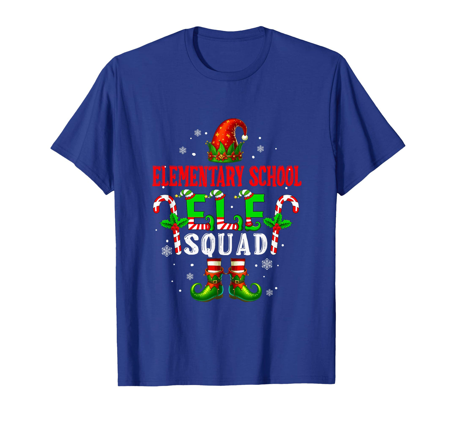 Elementary School Elf Squad Xmas Elf Hat Shoes Funny Job T-Shirt