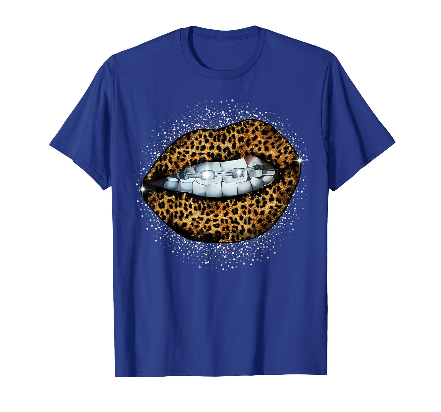 Cool Braces Dentist Leopard Cheetah Print Womens Lip T-Shirt
