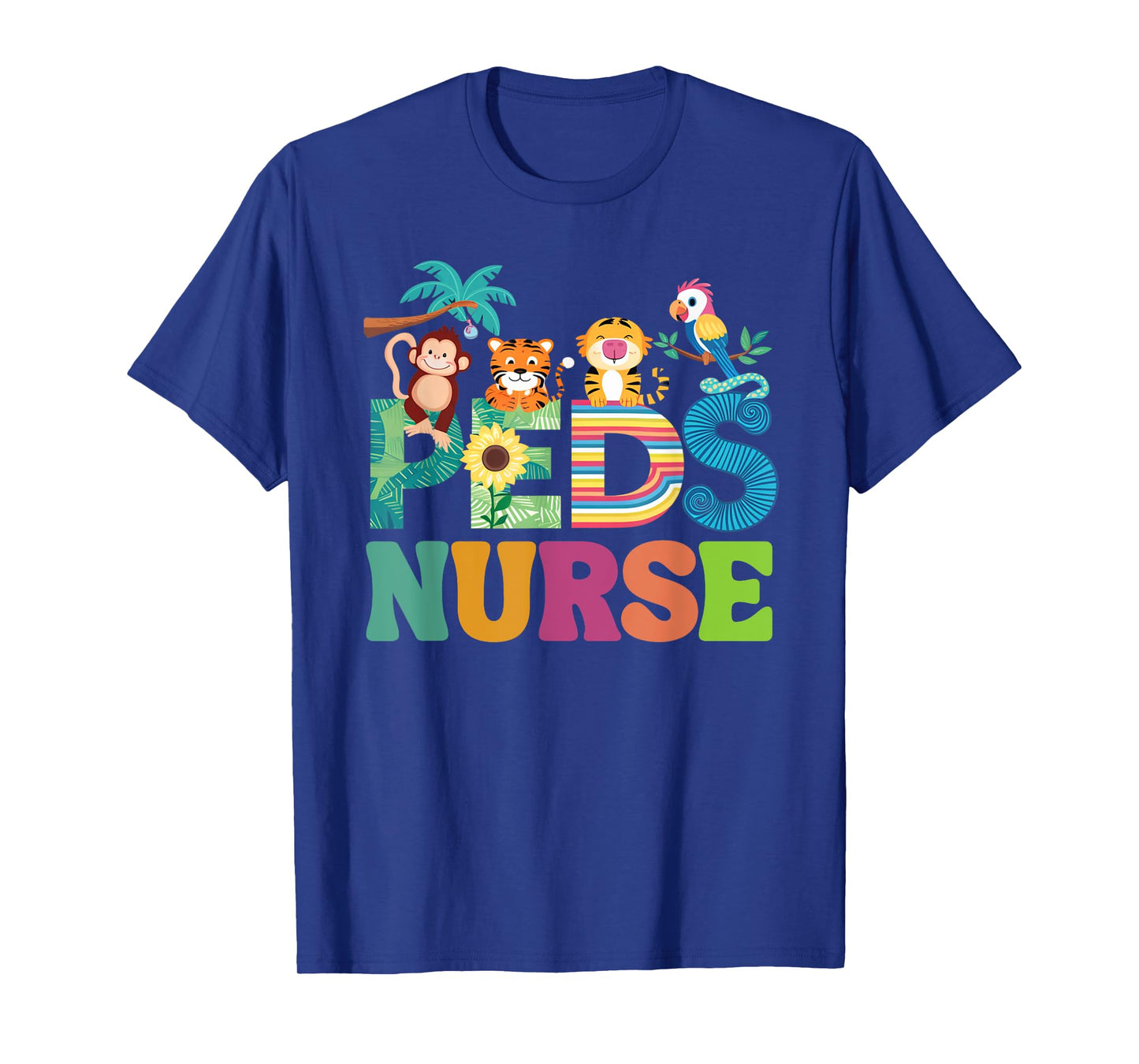 Colorful Peds Nurse Cute Animals PEDS Oncology Nurse T-Shirt