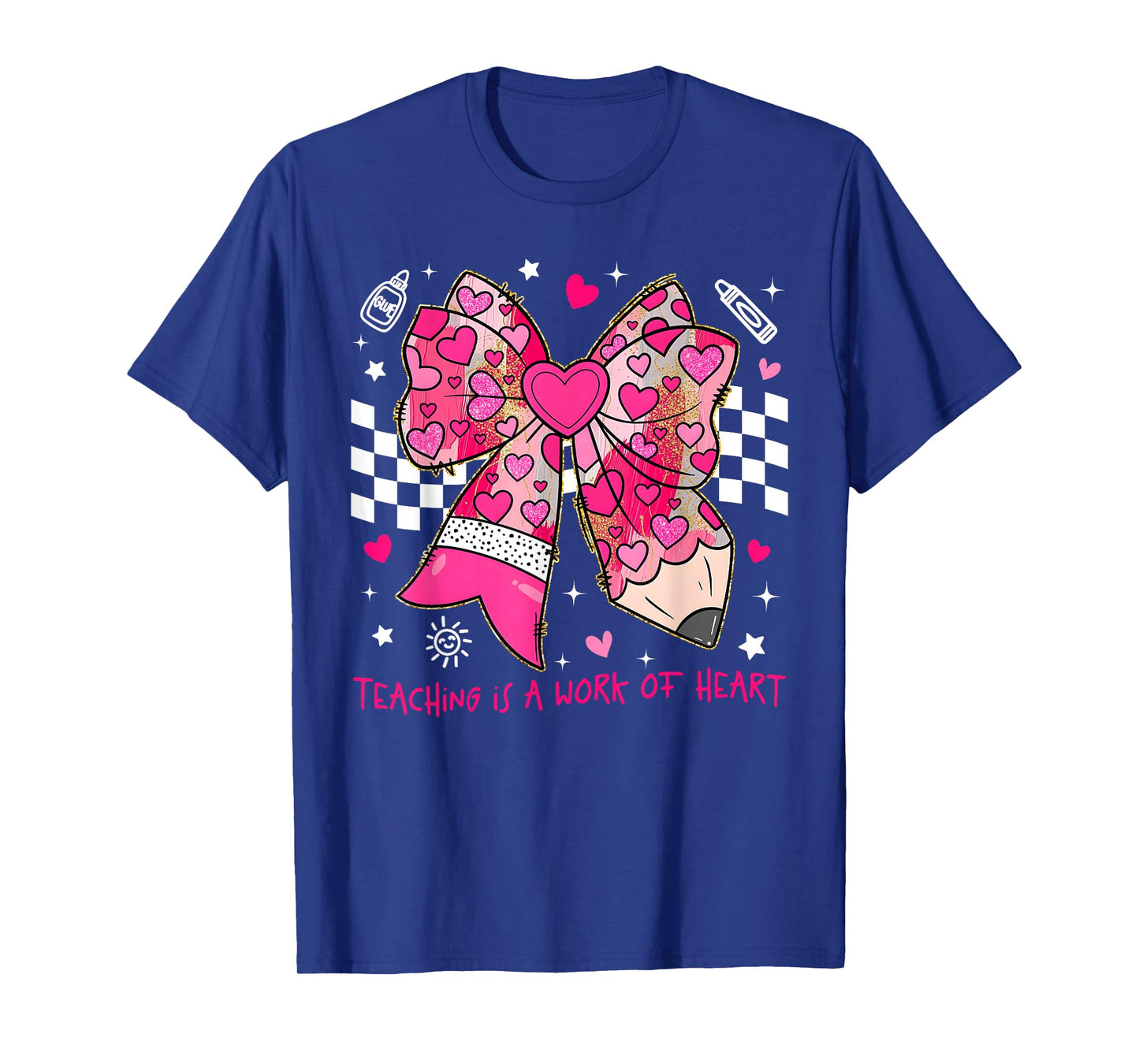 Valentine Teaching is A Work of Heart Pencil Bow Teacher T-Shirt