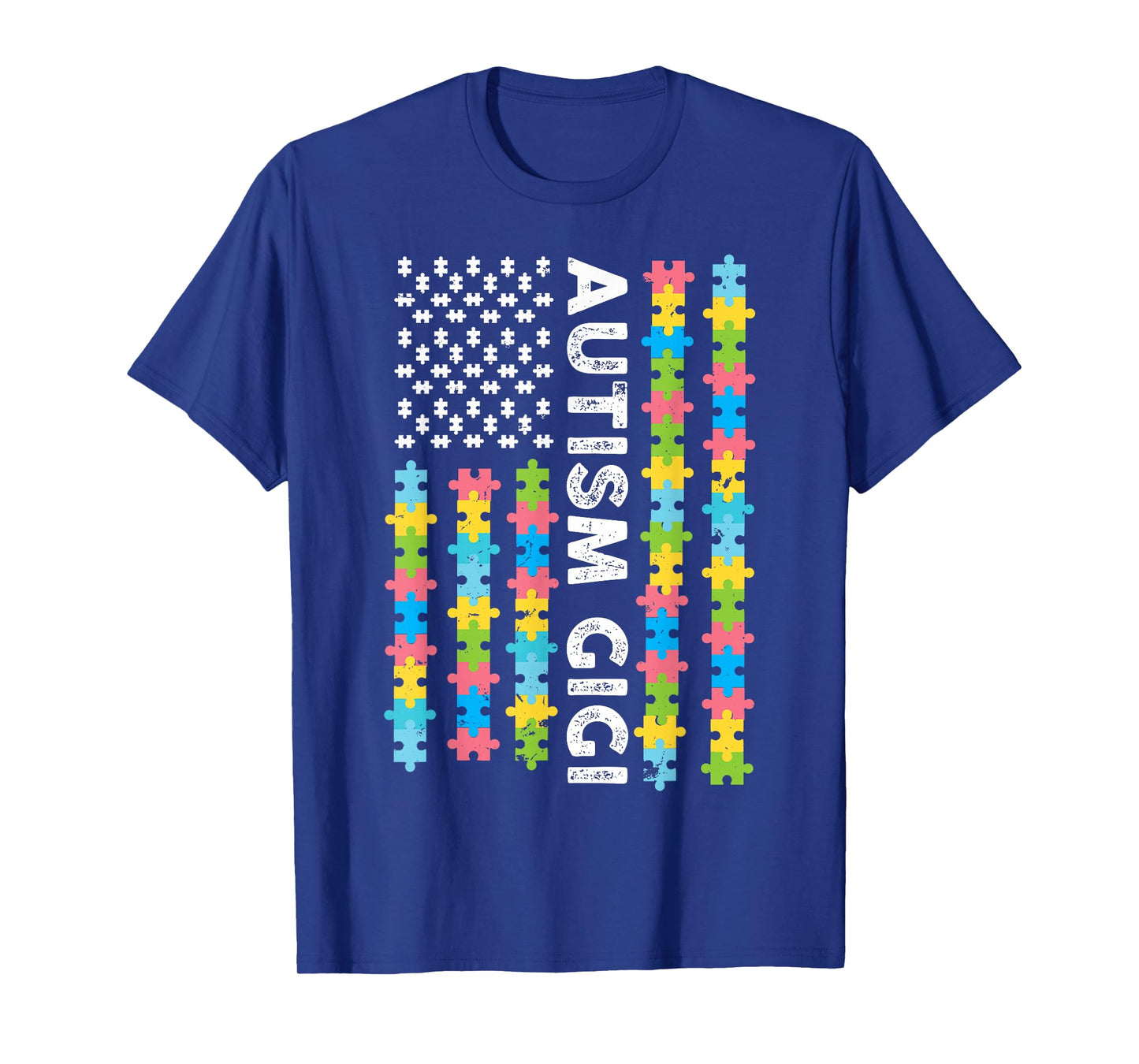 Autism Gigi Awareness I'm A Proud Grandma Vintage US Flag T-Shirt