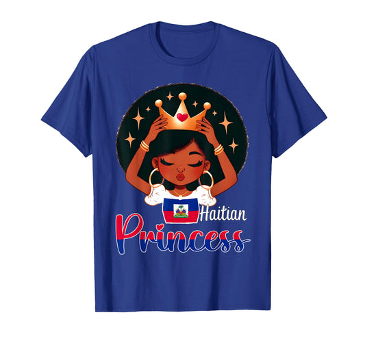 Haitian Princess Haiti Flag Melanin for Black Girls Kids T-Shirt