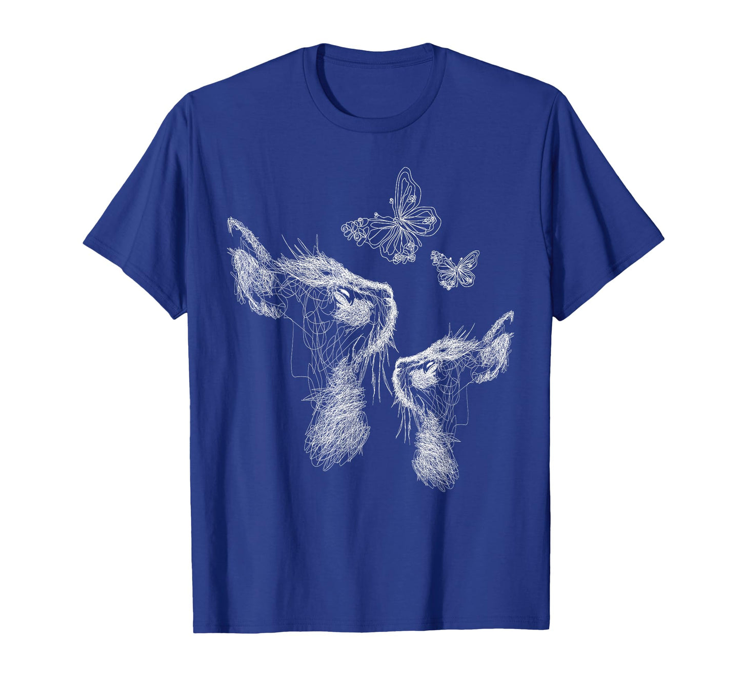 Cat with Kitten and Butterflies, scribble art T-Shirt