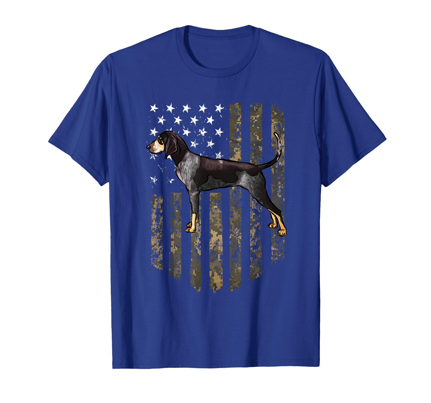 Camo American Flag Bluetick Coonhound 4th of July USA T-Shirt