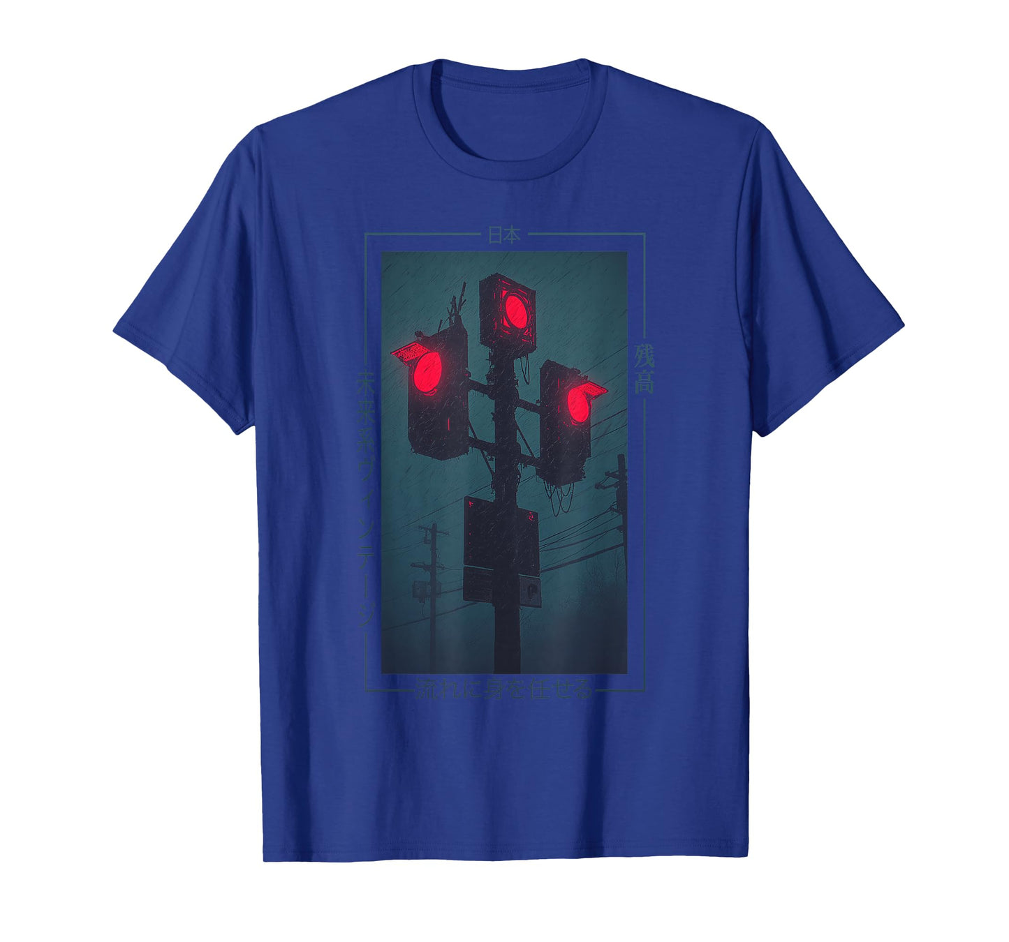 Cyberpunk Traffic Lights Japanese - Vaporwave Urban Art T-Shirt