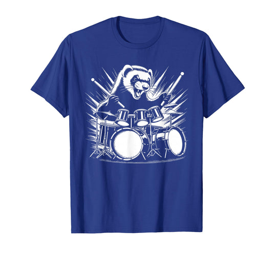 Drumming Ferret Drummer Drums Music Rock Band T-Shirt