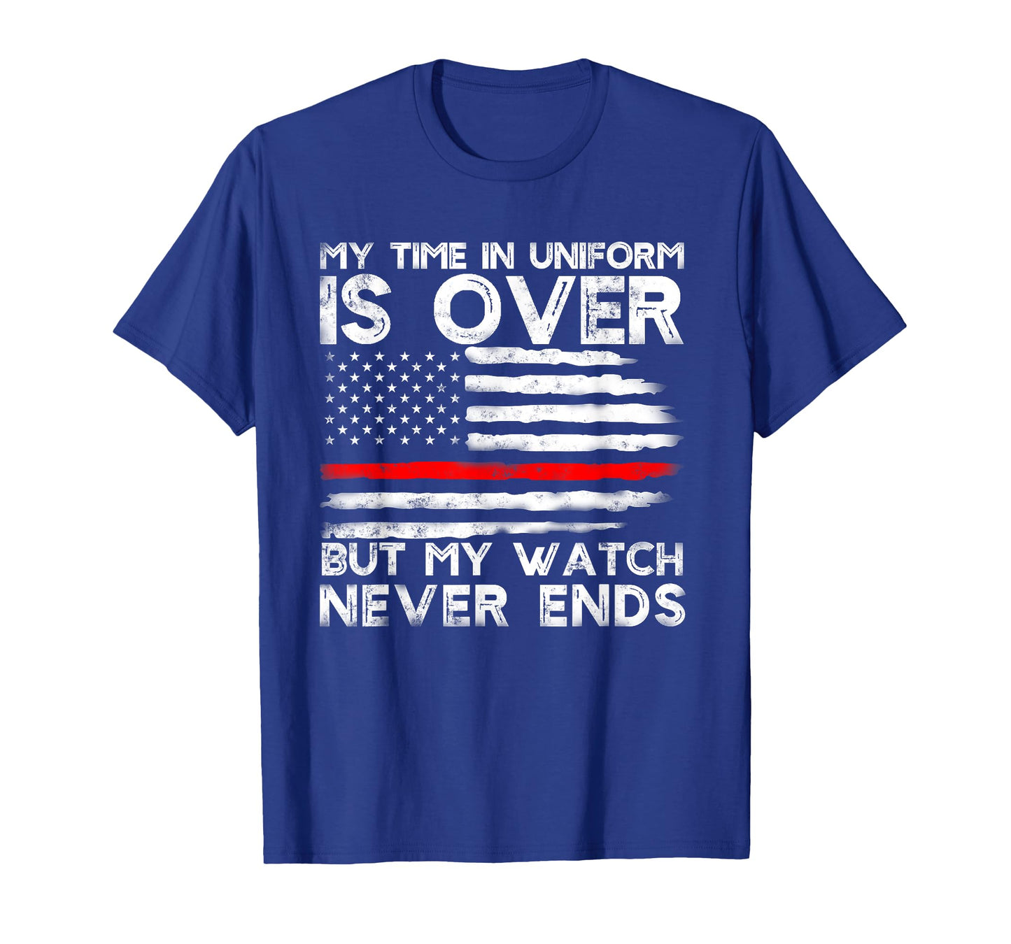 Retired Firefighter Stripe American flag Retirement Grandpa T-Shirt