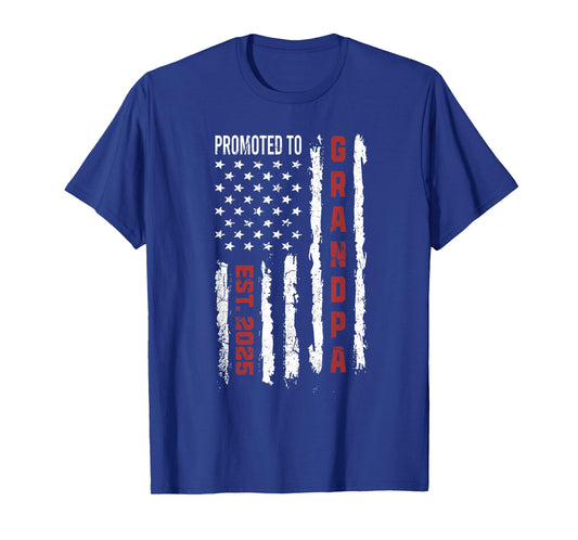 American Flag Promoted to Grandpa, First Time Grandpa 2025 T-Shirt