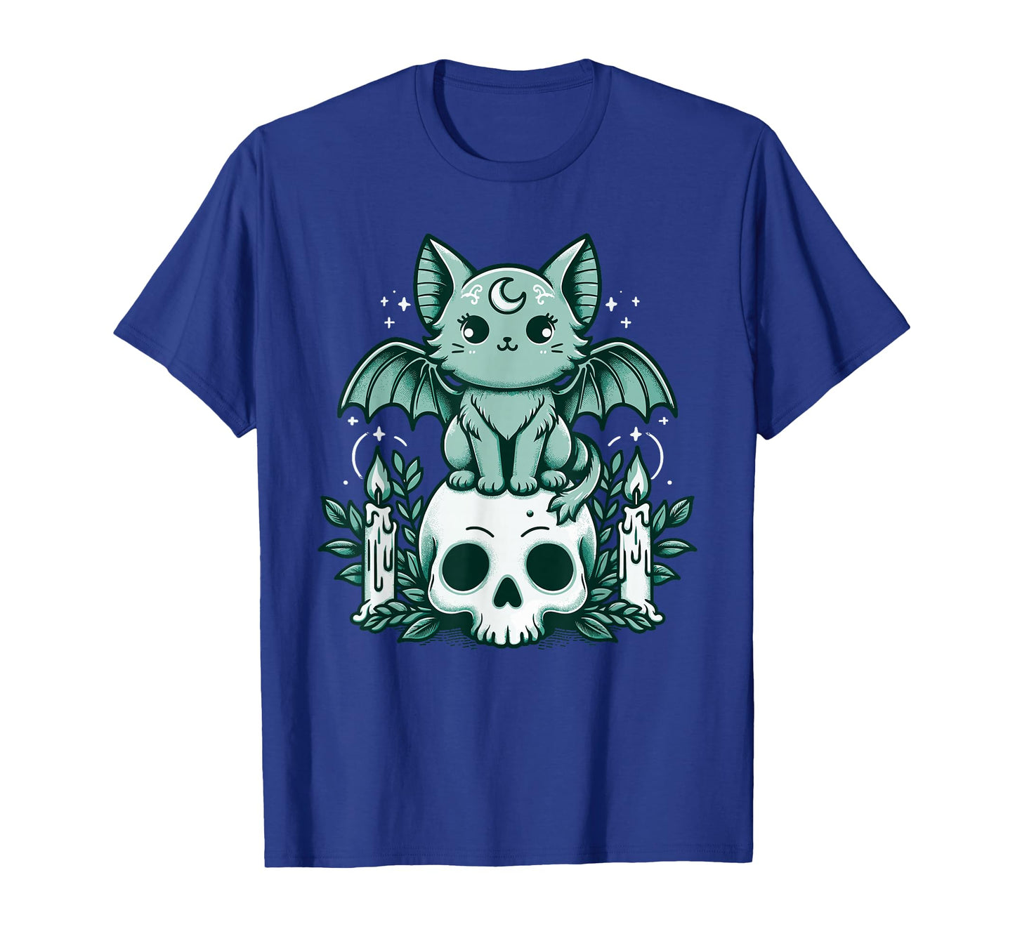 Kawaii Pastel Goth Cute Creepy Cat Bat Skeleton T-Shirt