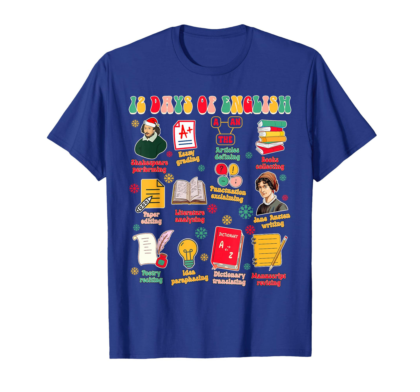 Christmas Xmas English Teacher Teaching 12 Days Of English T-Shirt