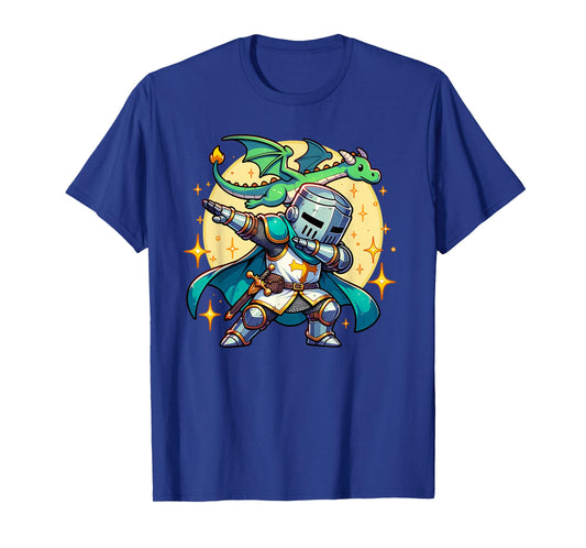 Dabbing Medieval Knight Dragon Funny Renaissance Ren Faire T-Shirt