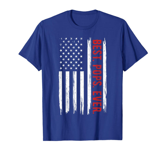 Best Pops Ever With US American Flag Gift For Father's Day T-Shirt