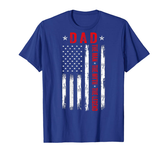 Dad The Man The Myth The Legend US American Flag (On Back) T-Shirt