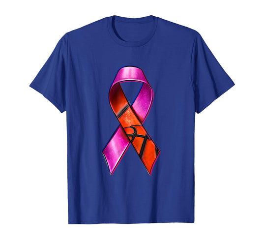 Basketball Pink Ribbon Breast Cancer Awareness Supporter T-Shirt