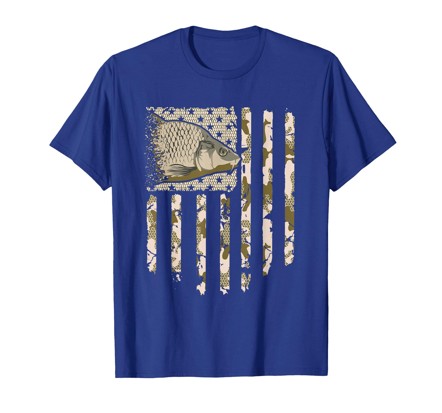 Carp Fishing Camo American Flag Camouflage Fisherman Vintage T-Shirt