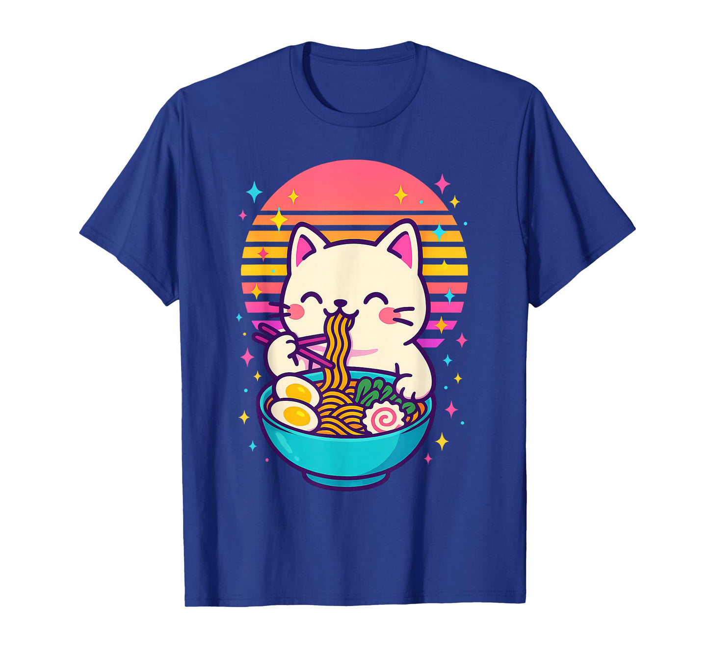 Anime Cat Eating Ramen Japanese T-Shirt
