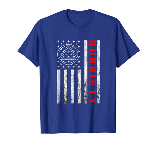 Vintage American Flag Sobriety Narcotics Anonymous Sober T-Shirt