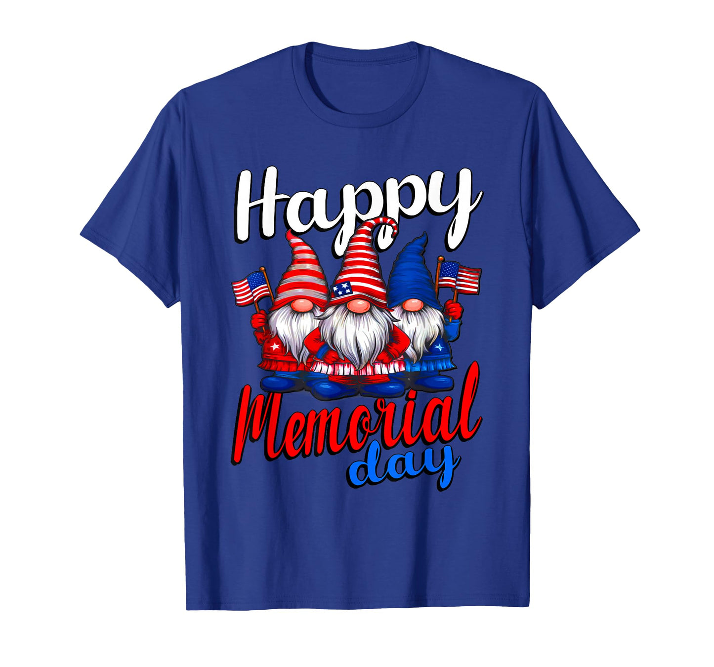 Cute Gnomes with Usa Flag Happy Memorial Day T-Shirt