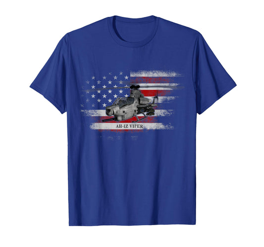 AH-1Z Viper Helicopter USA Flag Helicopter Pilot Gifts Mens T-Shirt