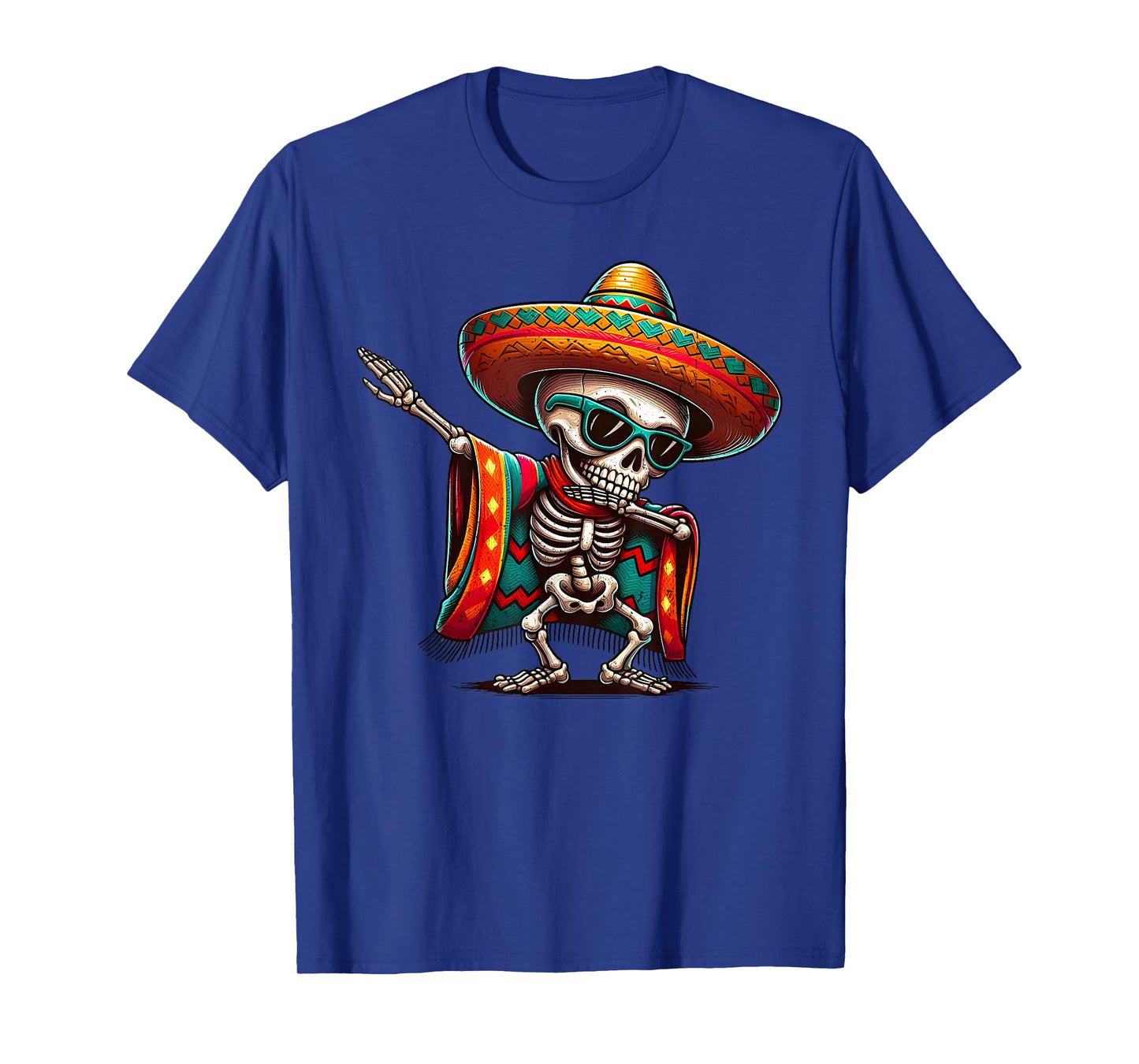 Funny Dabbing Mexican Skeleton Poncho Cinco de Mayo T-Shirt