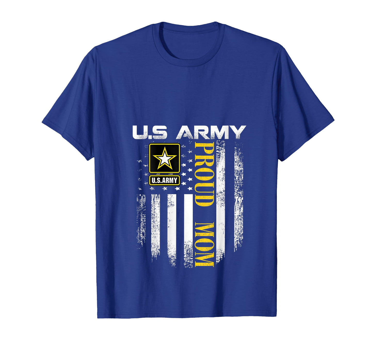 Womens Vintage Army Proud Mom With American Flag Gift V-Neck T-Shirt