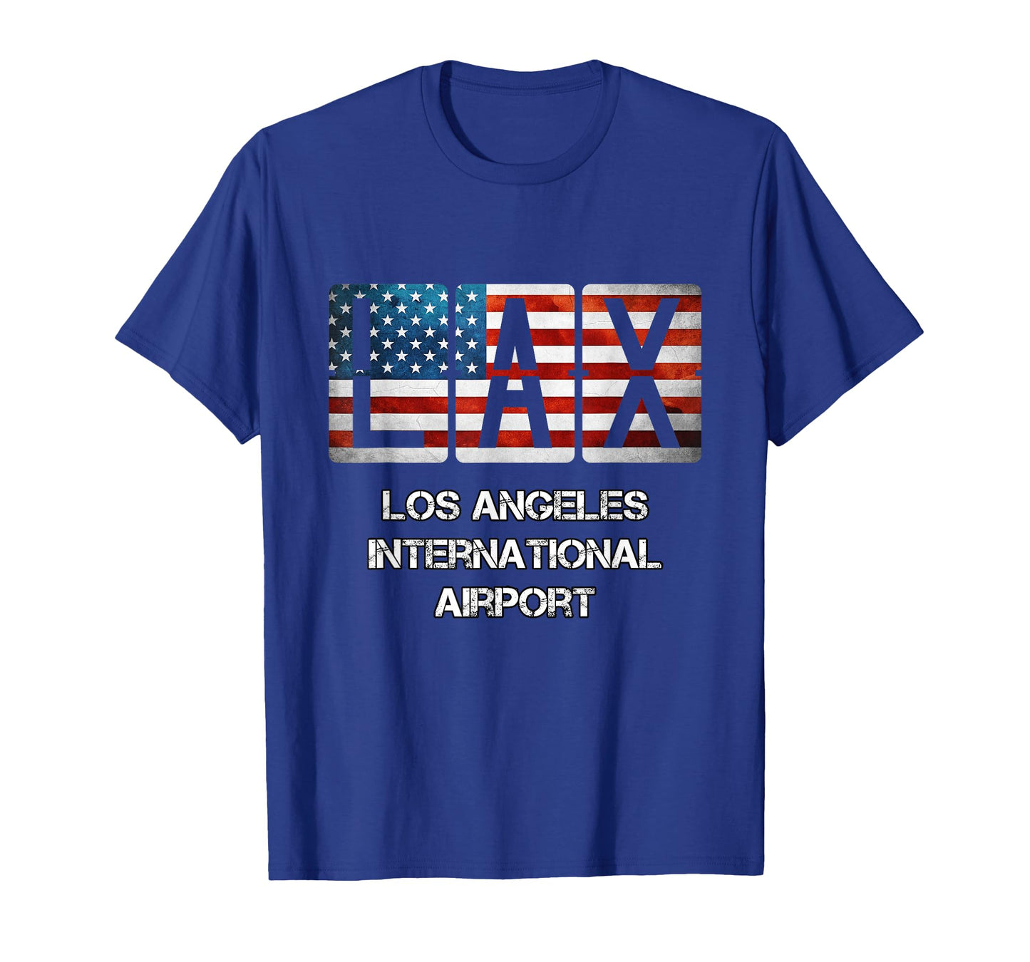 LAX Airport Los Angeles Distressed American Flag California T-Shirt