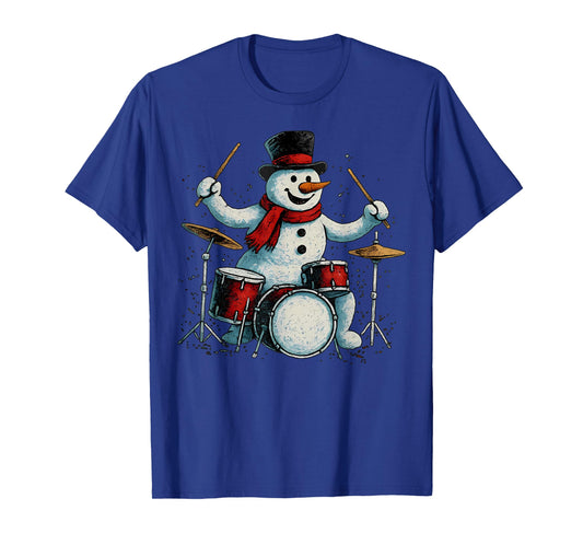 Drummer Snowman Christmas Musician Drums Percussionist Music T-Shirt