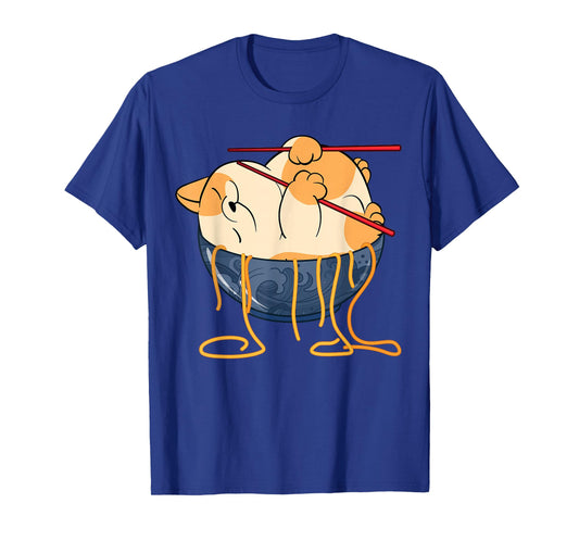 Cute Anime Merch Cat Design Japanese Ramen Noodle Clothes- T-Shirt