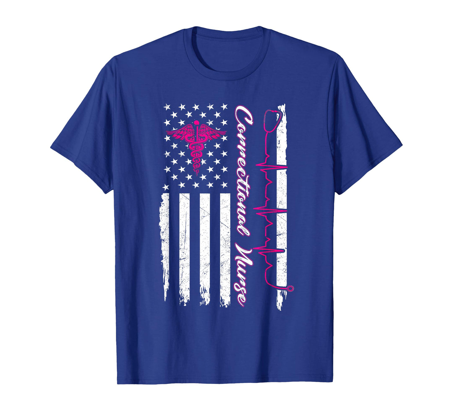 Correctional Nurse USA Flag Breast Cancer Nursing RN T-Shirt