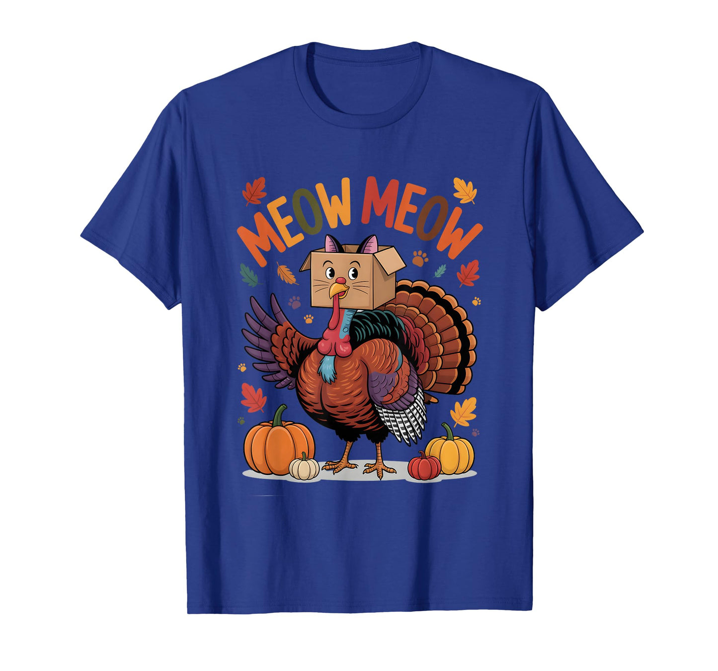 Funny Turkey Cat Meow Thanksgiving Men Women Thanksgiving T-Shirt