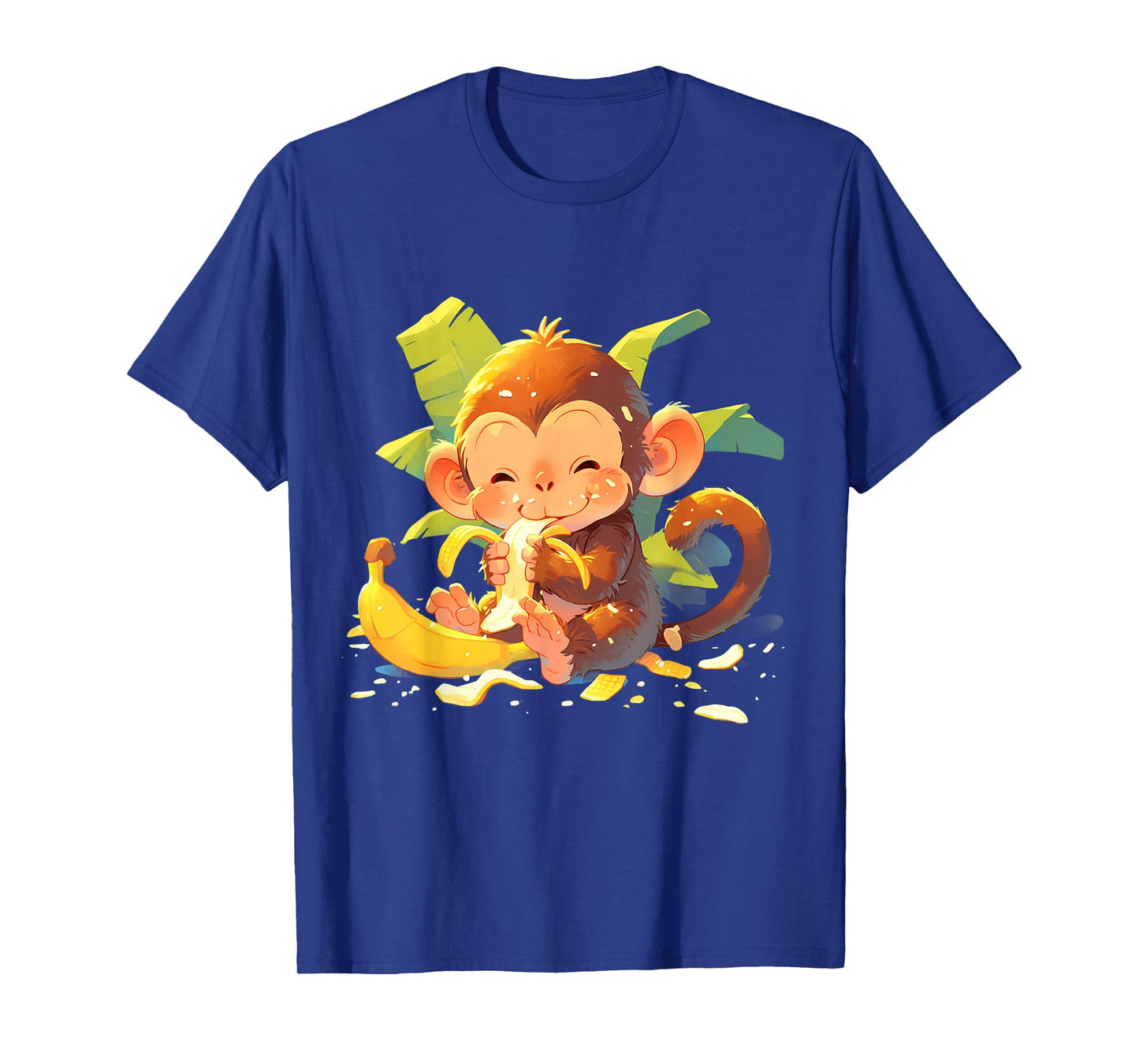 Banana Monkey Artwork Drawing Colourful Cute Monkey T-Shirt