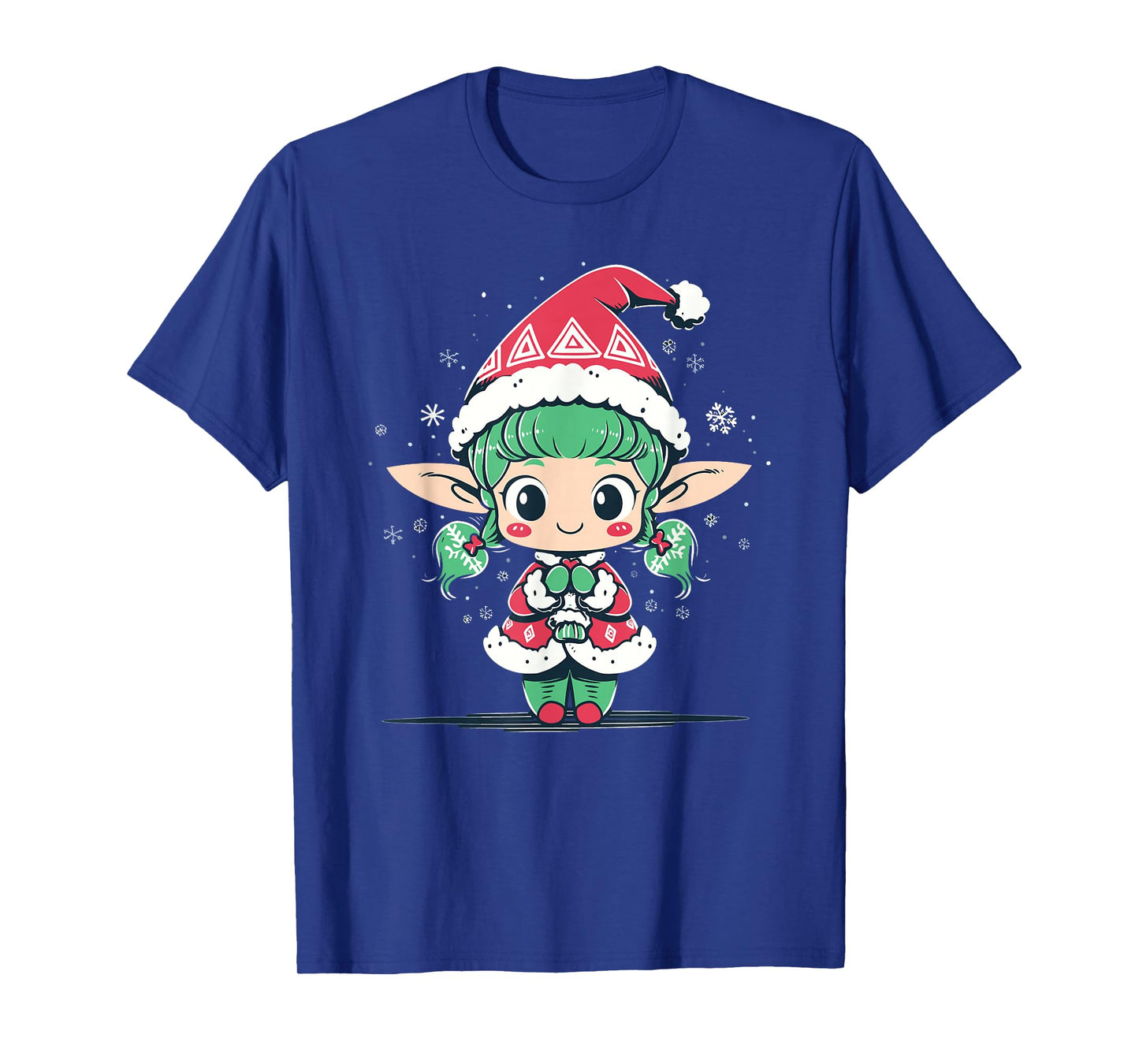 Cute Christmas Elf in Santa Claus Hat Little Girl Graphic T-Shirt